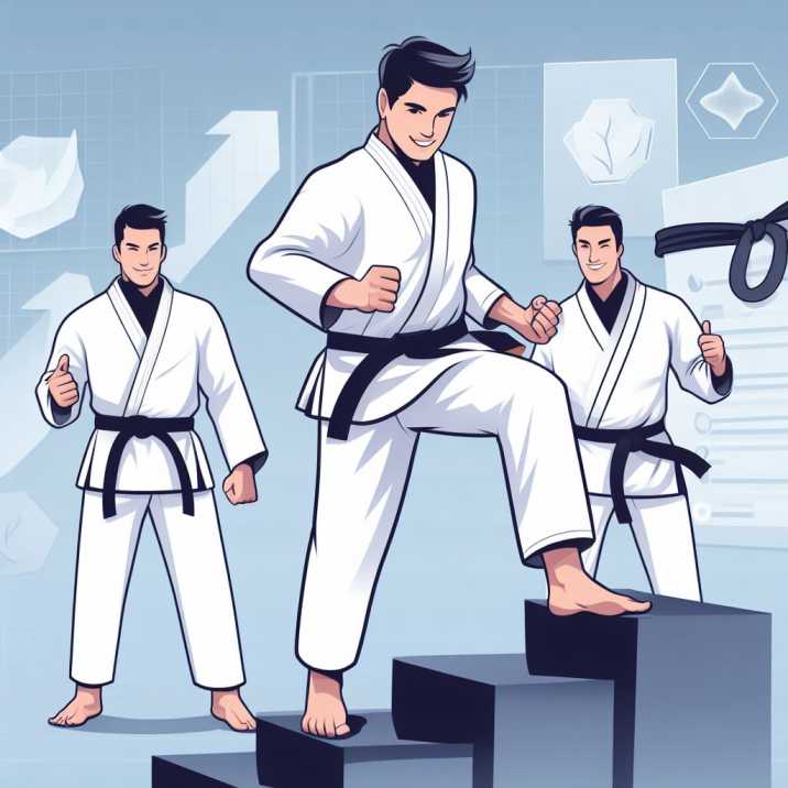 Infographic highlighting the steps and skills required for a JR Black Belt."