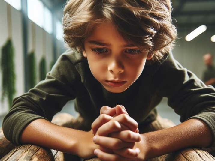 Child concentrating on a challenging obstacle