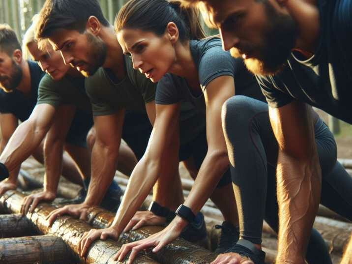 Teamwork in obstacle course training for enhanced mental resilience