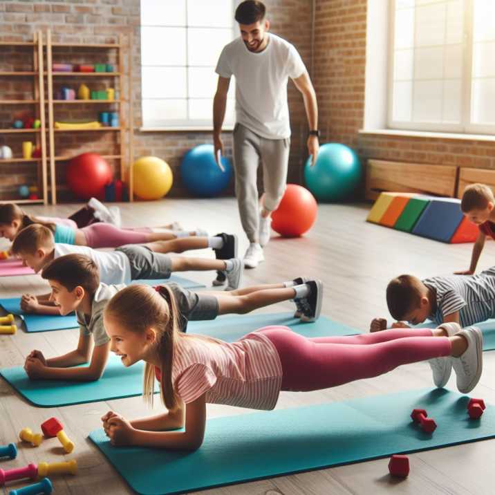 Kids engaged in core-strengthening exercises