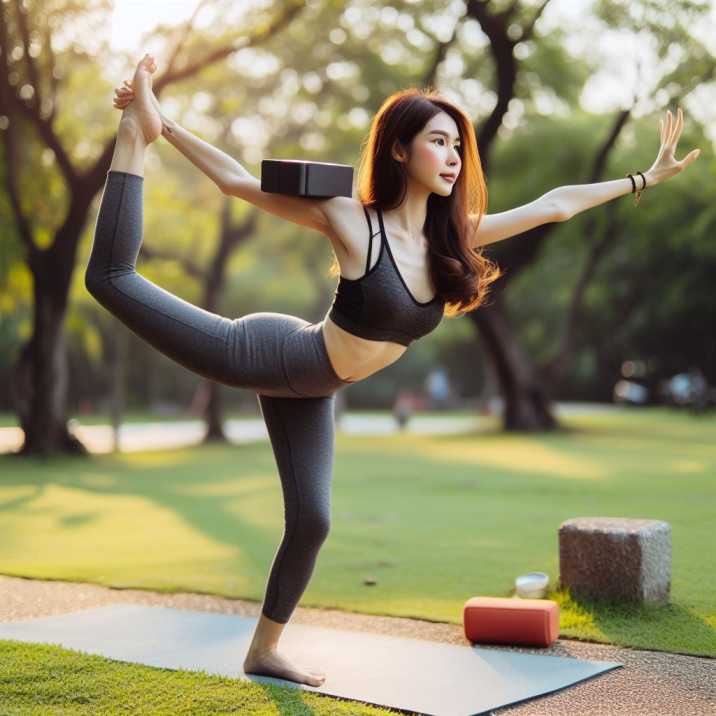 Teen martial artist demonstrating core strength and stability in a focused Stork Stand position