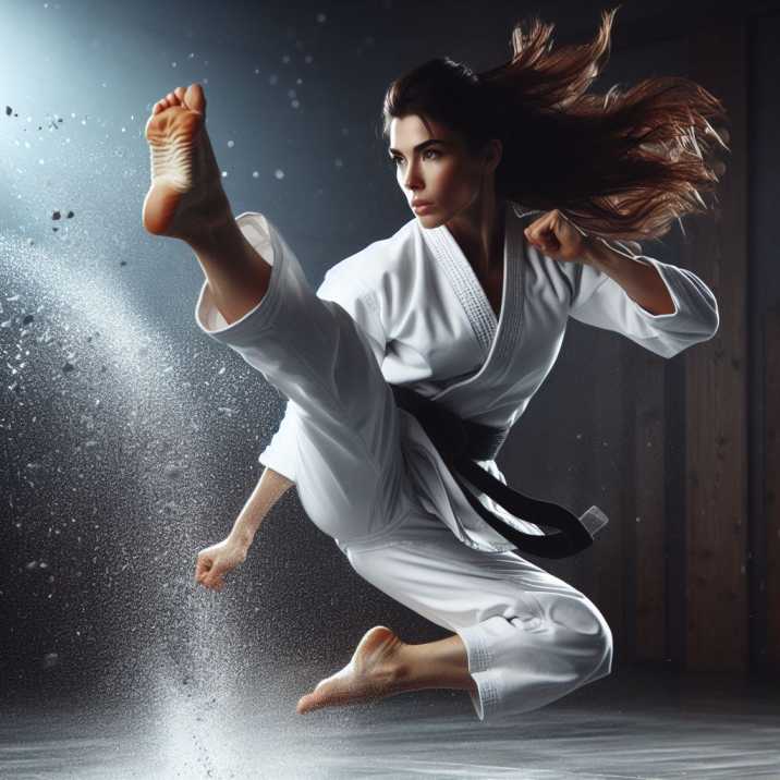 Martial artist executing dynamic kicking drills for precision and power