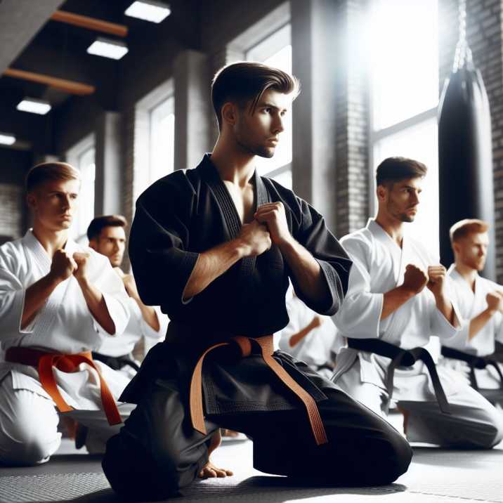 Practitioners engaged in rigorous training as they pursue the first-degree black belt, Shodan