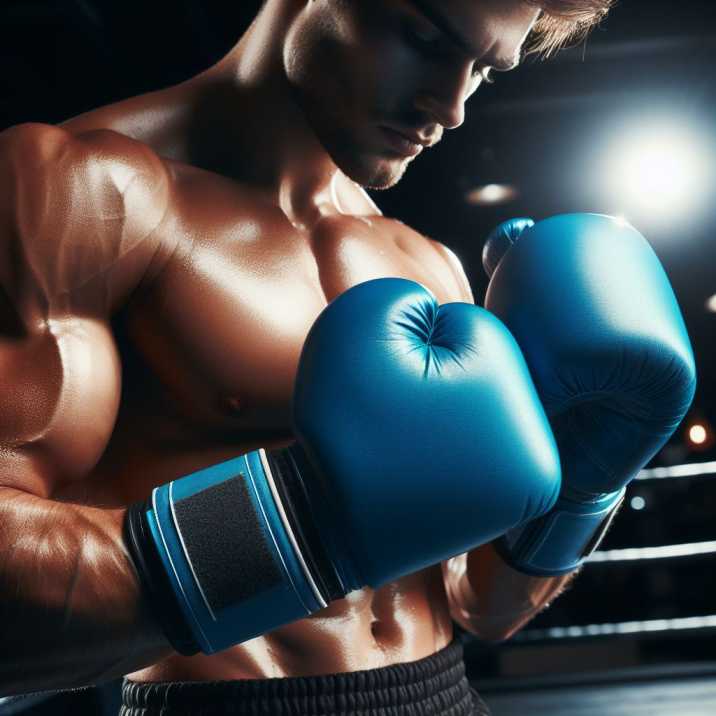 Blue boxing gloves representing calmness and focus