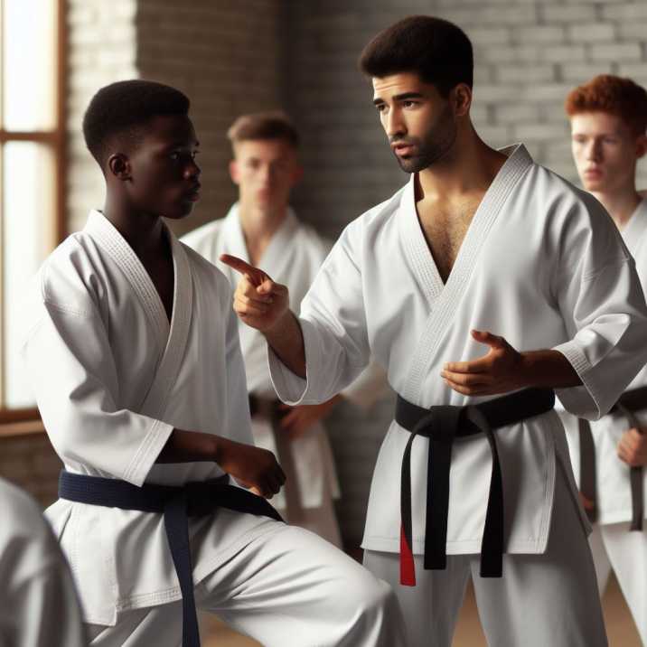 Taekwondo Instructor Guiding Students Through Forms Practice