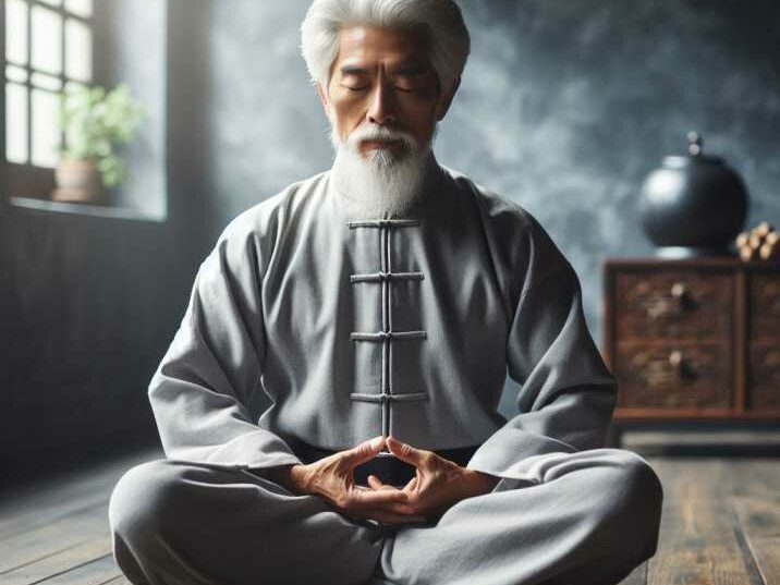 Kung Fu Master in Tranquil Meditation