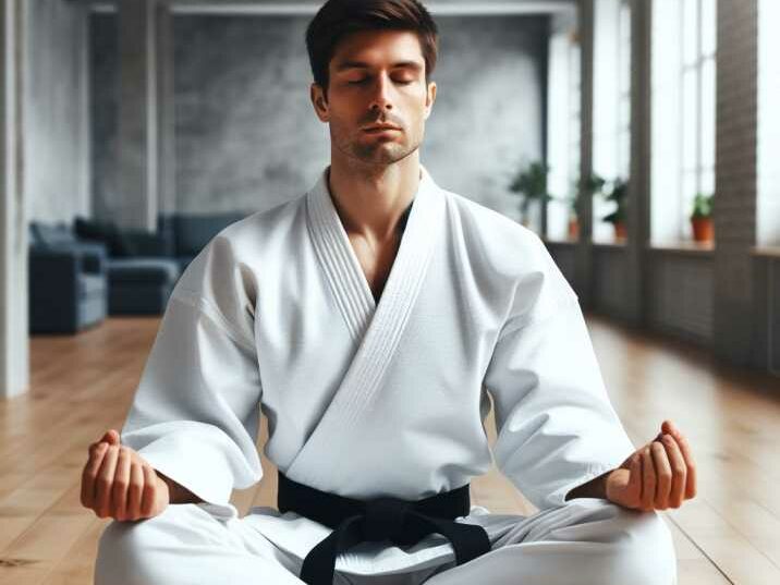  A person confidently executing a karate technique