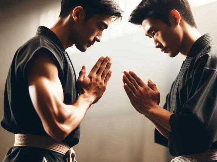  Two Kung Fu Students Bowing to Each Other