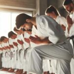 Students bowing Discipline and Respect in a Karate dojo