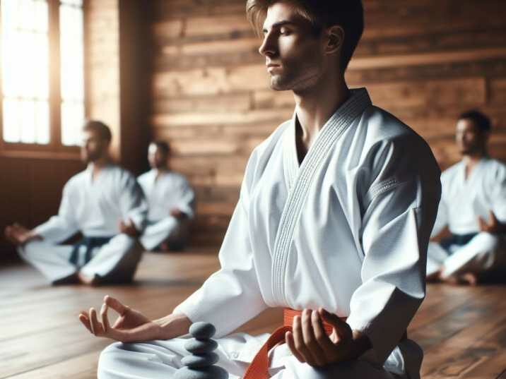 Close-up of a person meditating in a Karate stance