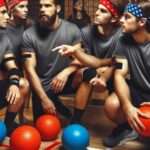 Players strategizing during a game Dodgeball Training Tips