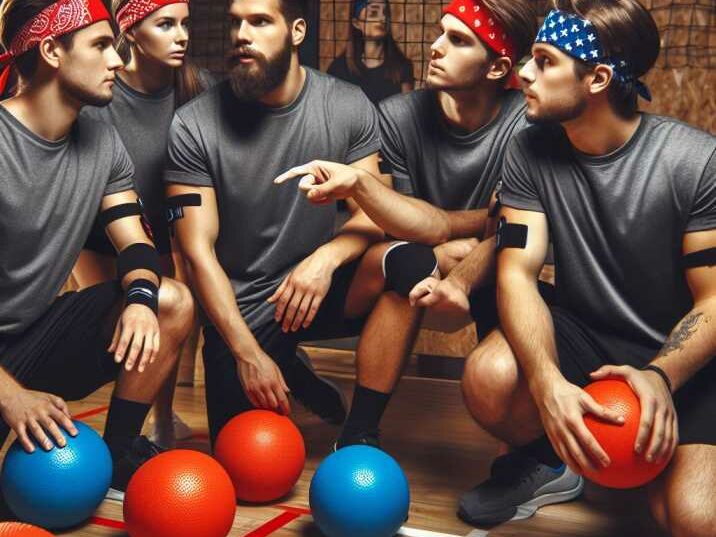 Players strategizing during a game Dodgeball Training Tips