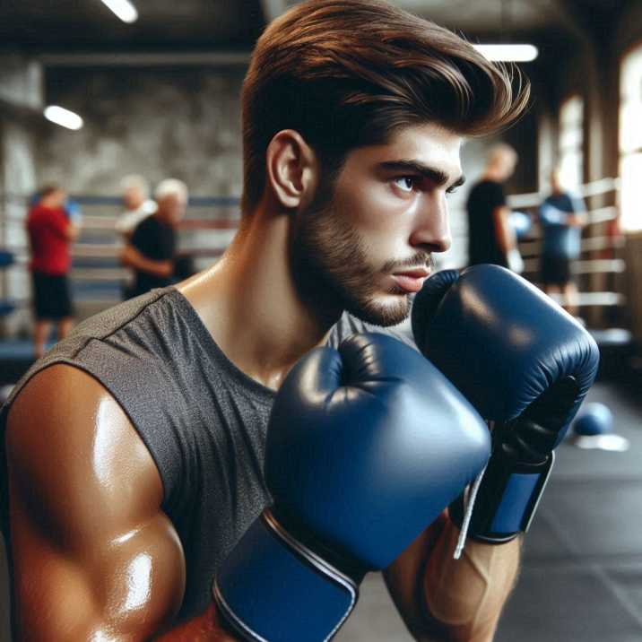 Boxer training in the gym.