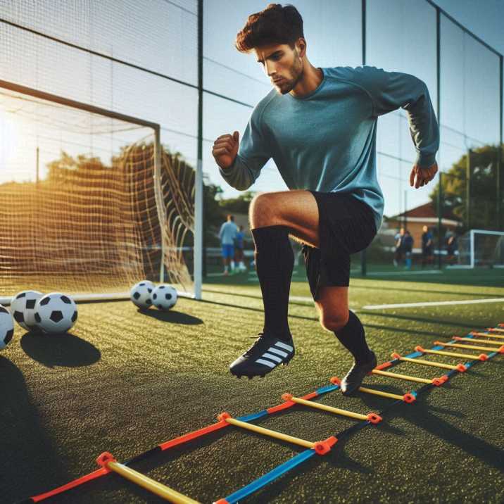 Athlete performing agility ladder drills with precision