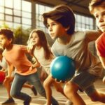 Children playing dodgeball to improve hand-eye coordination