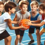 A group of children playing Dodgeball for Stress Relief