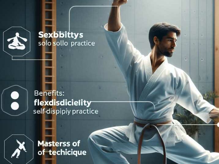 Practitioner executing a kata, demonstrating solo Karate practice benefits