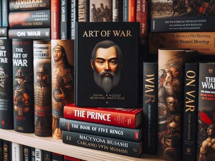 A collection of books on war and strategy
