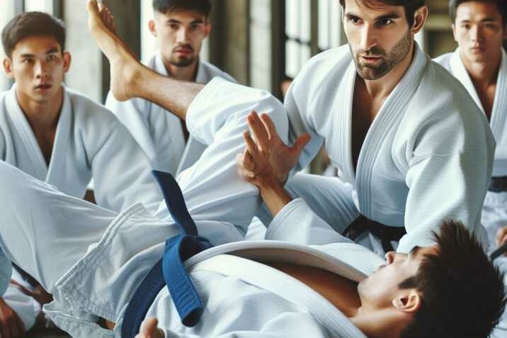 Judo Instructor Demonstrating a Throw