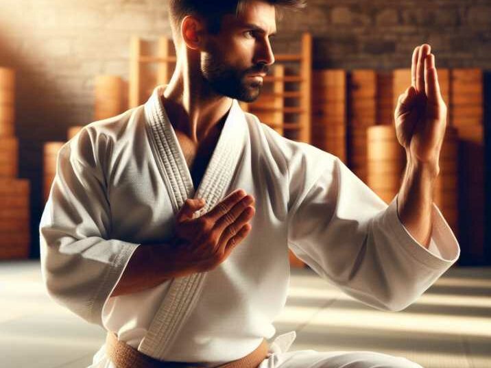 Karate practitioner demonstrating kata movements