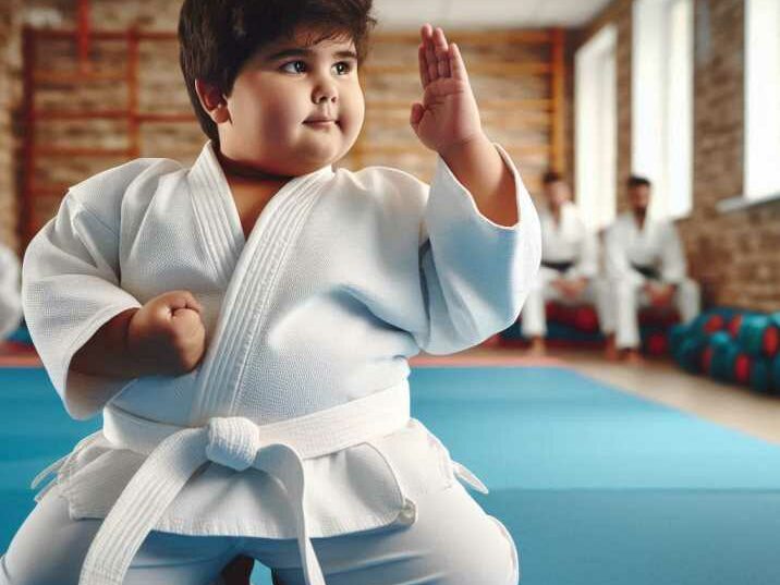 Overweight or Obese Children practicing Martial Arts training 