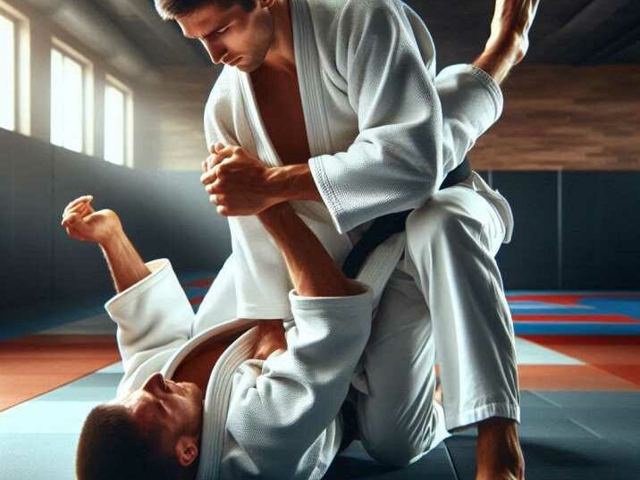 Judo Practitioner Demonstrating a Throw