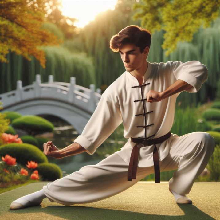 Kung Fu Practitioner Performing a Form