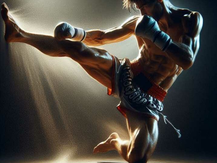 Muay Thai fighter using elbow strike