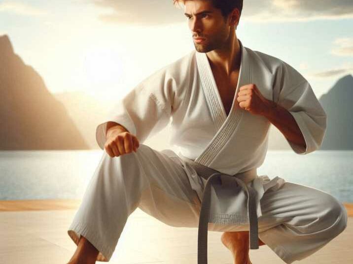 A karate practitioner performing a kata.