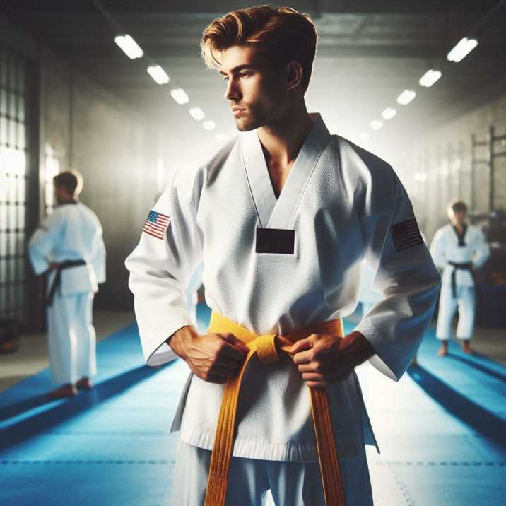 Taekwondo practitioner wearing a dobok