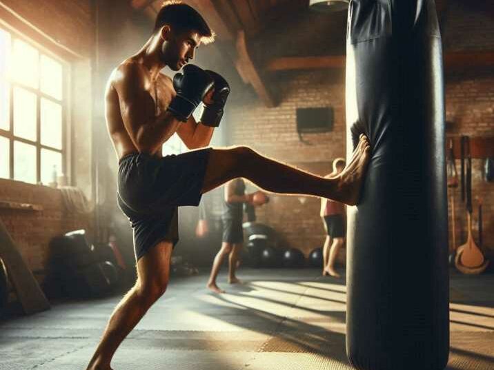 Beginner training on a heavy bag 