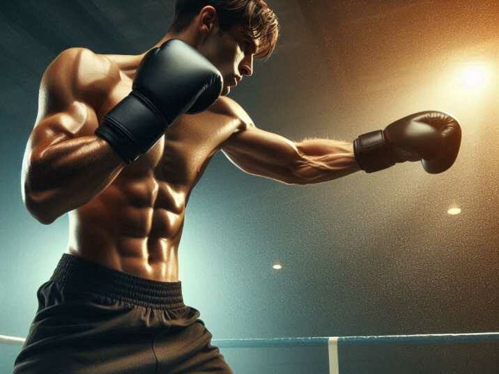 Boxer throwing a punch in a ring
