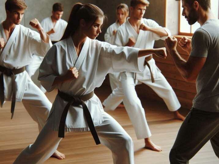 students practicing punches of Strongest Martial Art Karate 