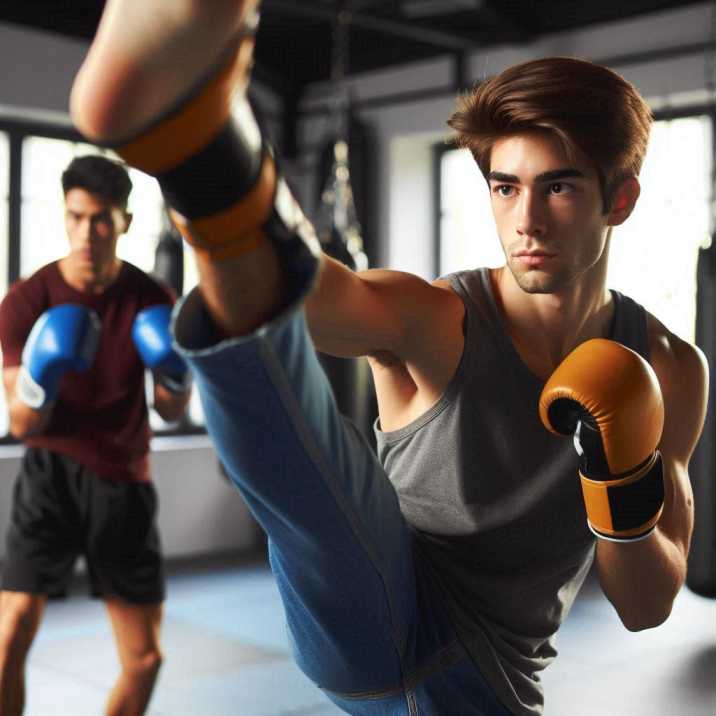 A Student practicing kicks to Learn Muay Thai