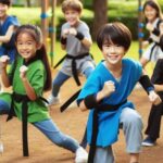 kids playing ninja tag Games with Martial Arts