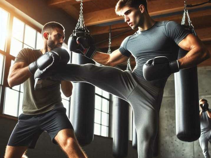 Training the flying knee with a coach using pads