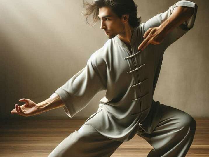 A Tai Chi practitioner demonstrating slow, flowing  style of airbending in Avatar