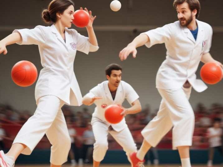 this images depicting different variations of dodgeball, including Doctor Dodgeball and Opposite Hand Dodgeball.
