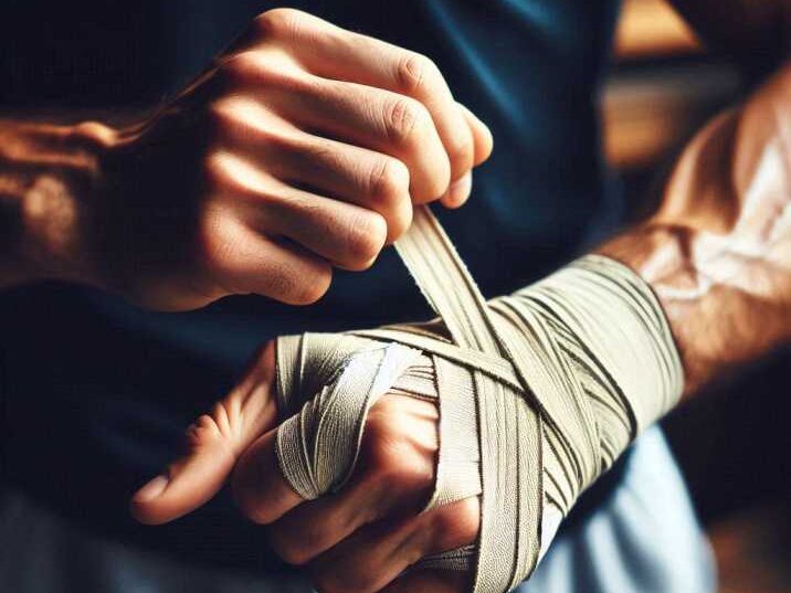 A person starting to their hand wrapping with Muay Thai hand wraps