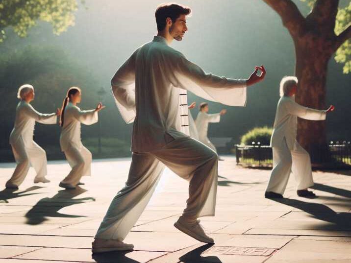 Person practicing Tai Chi in a park