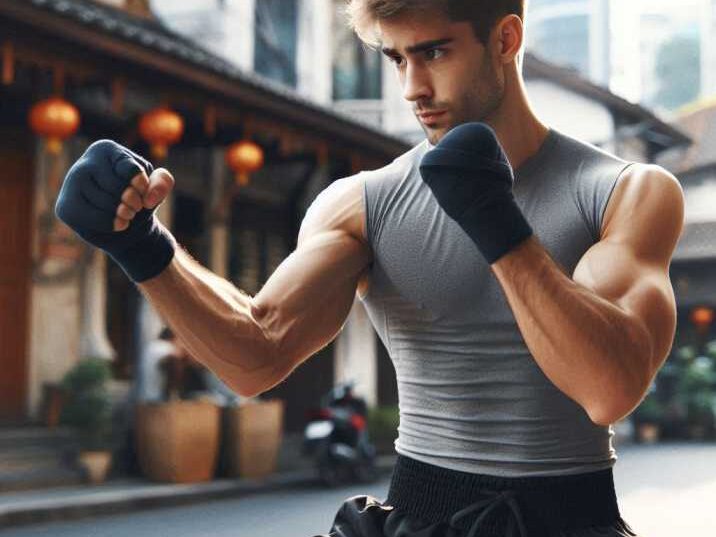 A Child practicing Mixed Martial Arts at Home