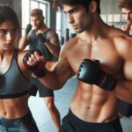 Young students practicing striking technique to learn Mixed Martial Arts