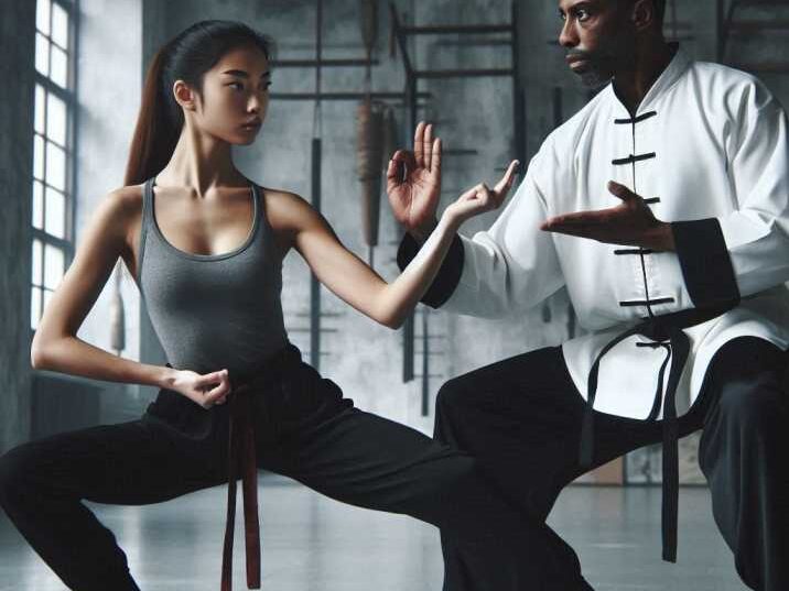 A master practicing to a Student forms and Meaning of Kung Fu