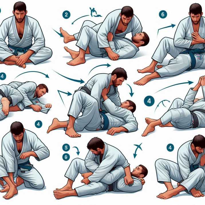 Diagram of Jiu Jitsu paralyze move steps.