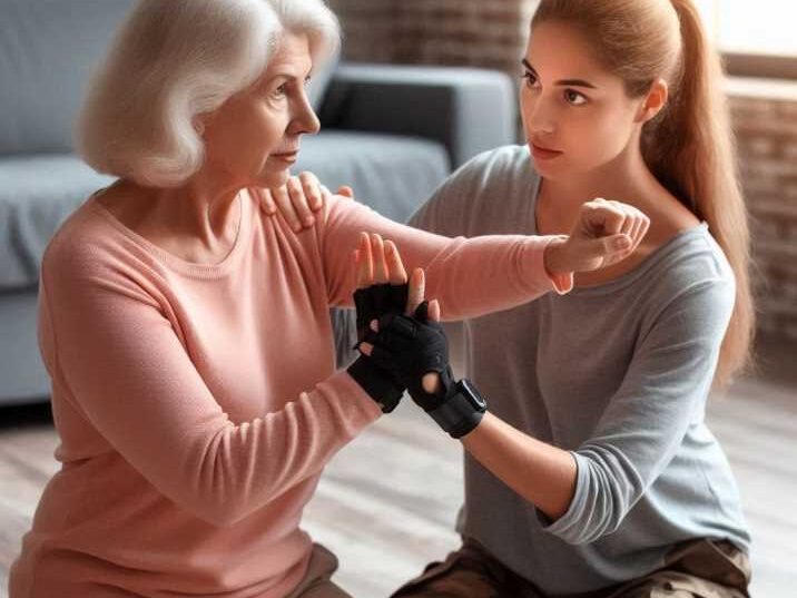 A Women Practicing Self-Defense Martial Arts for Seniors