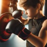 A Child practicing Mixed Martial Arts Workout techniques with focus mitts