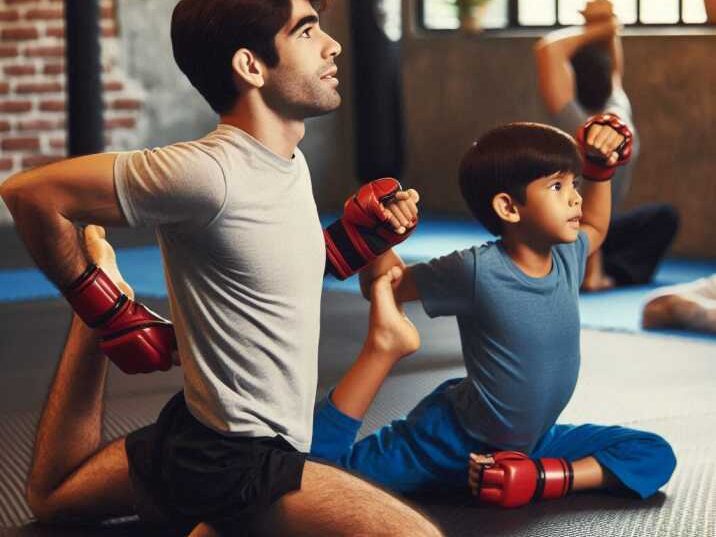 Two kids practicing Flexibility and Mobility Mixed Martial Arts exercises