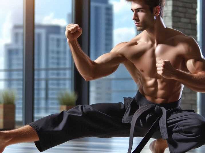 Young student practicing mixed martial arts