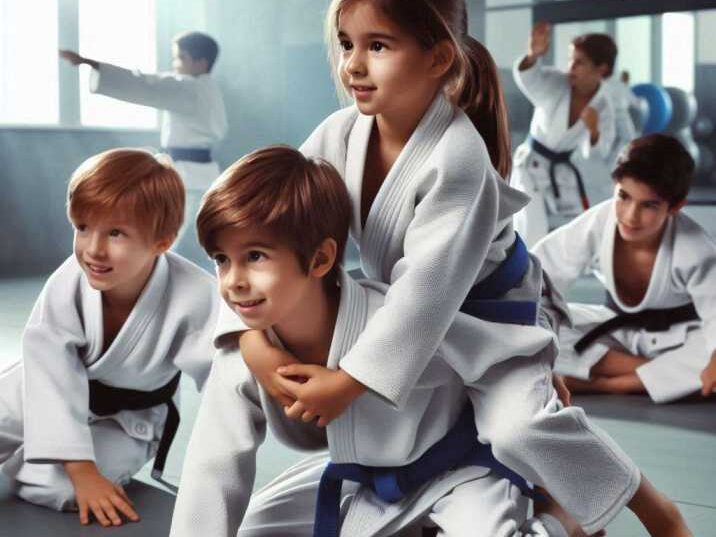 Children practicing Jiu Jitsu in a dojo