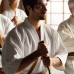 Traditional martial arts students practicing katas